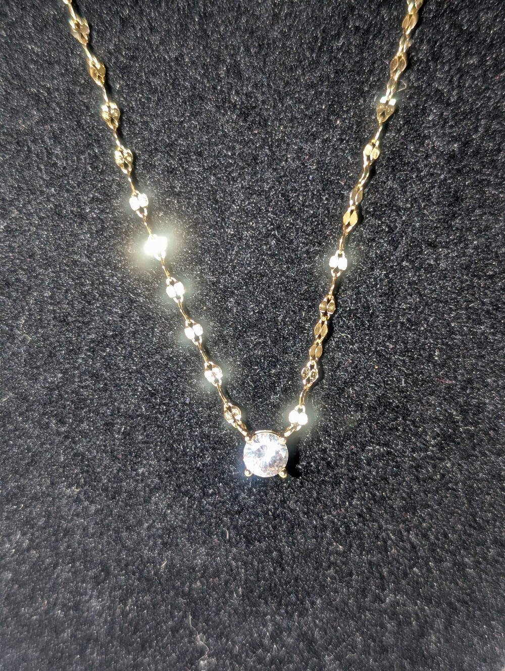 1.0ctw White Sapphire Necklace. Sterling silver, gold tone.